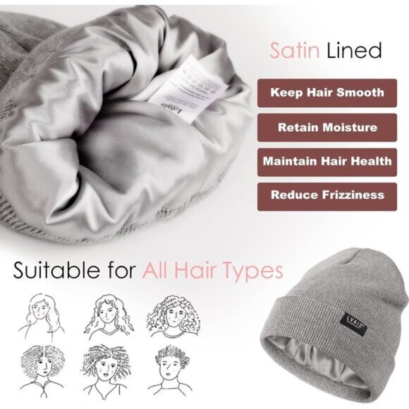 🆕 Women Grey Winter Beanie Hats Unisex Cotton Knitted Cuffed Slouchy Skull Cap - Picture 4 of 8